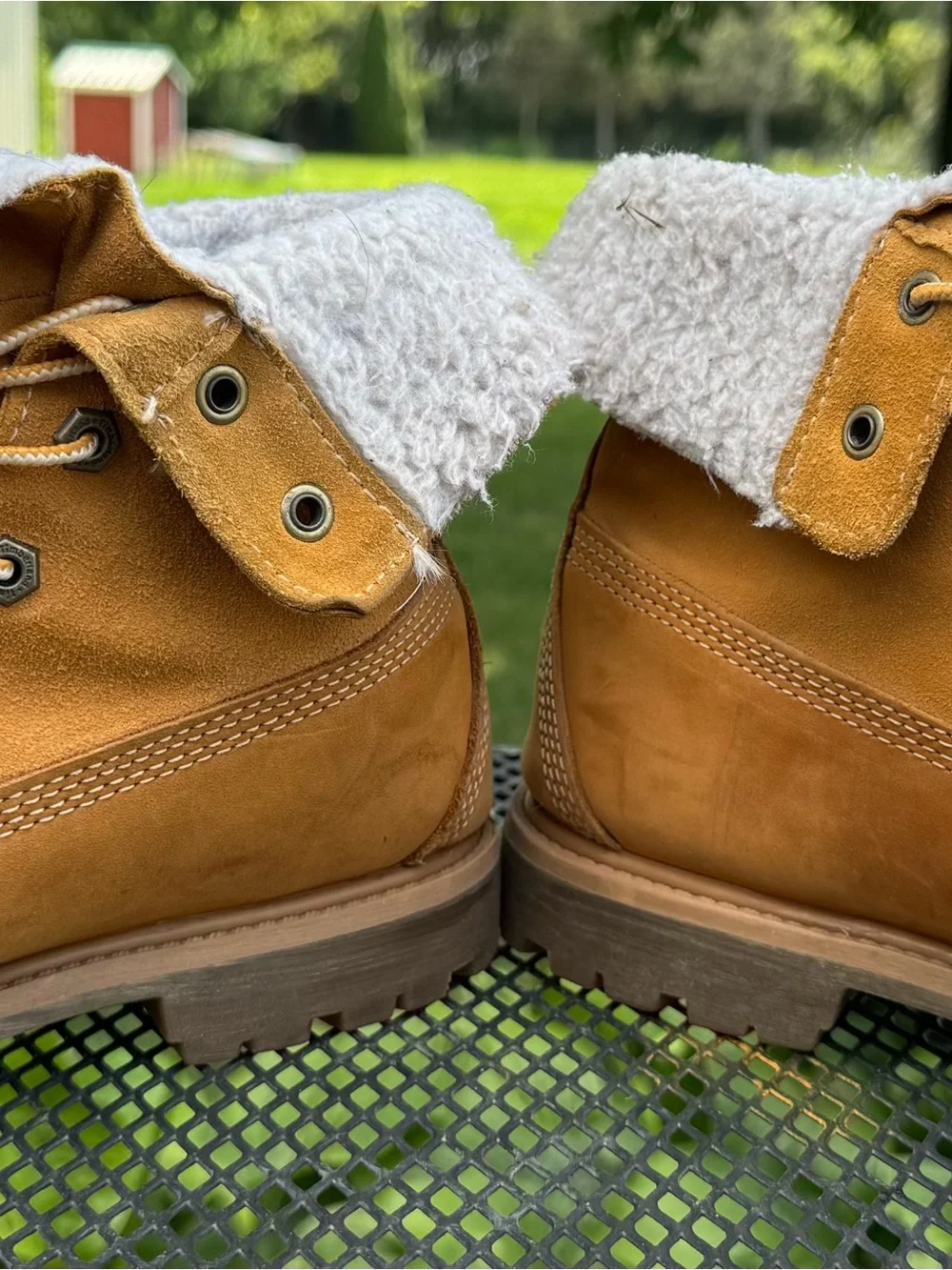 Timberland Wheat Suede Shearling-Lined Lace-Up Boots
